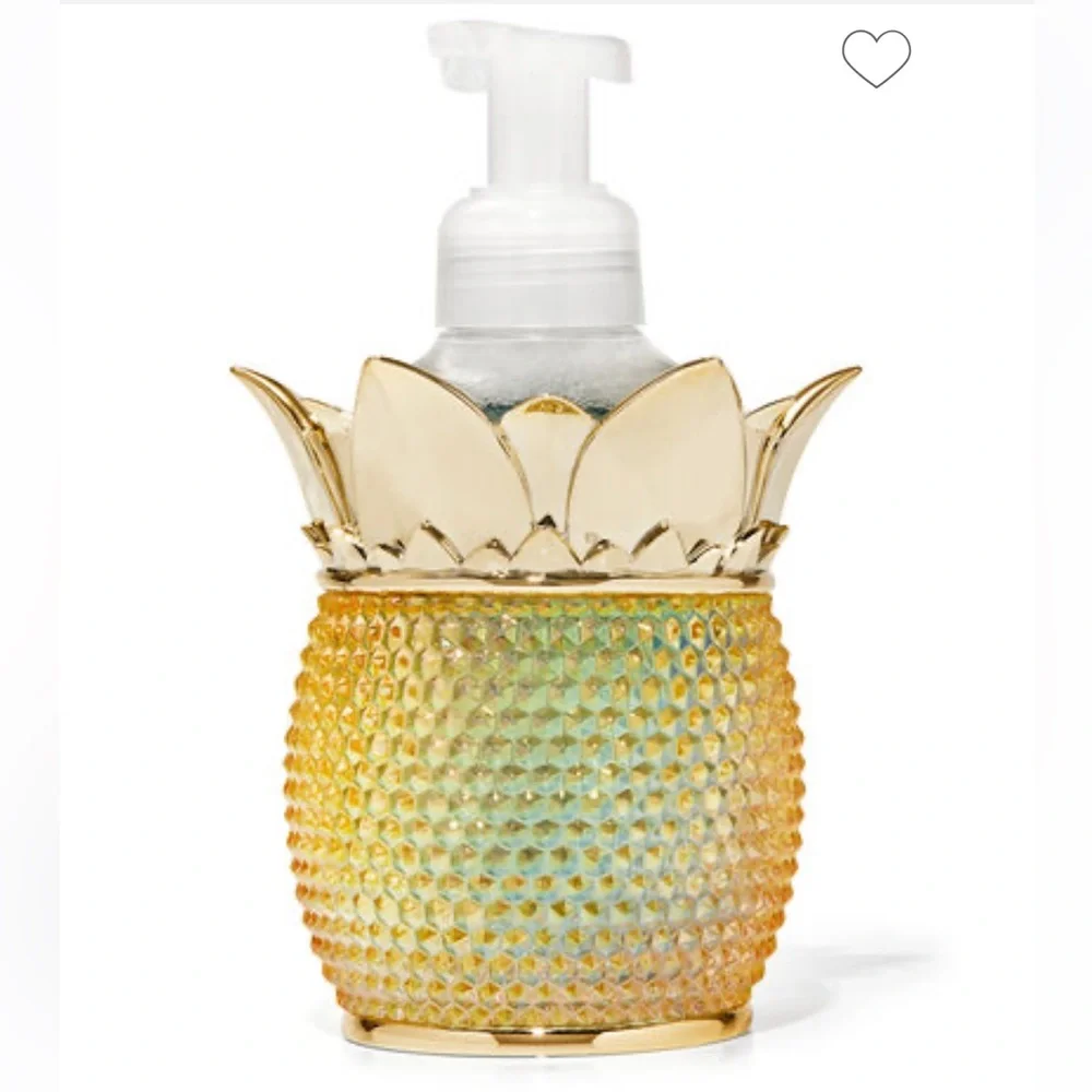 BATH AND BODY WORKS GOLD TEXTURED PINEAPPLE FOAMING HAND SOAP HOLDER